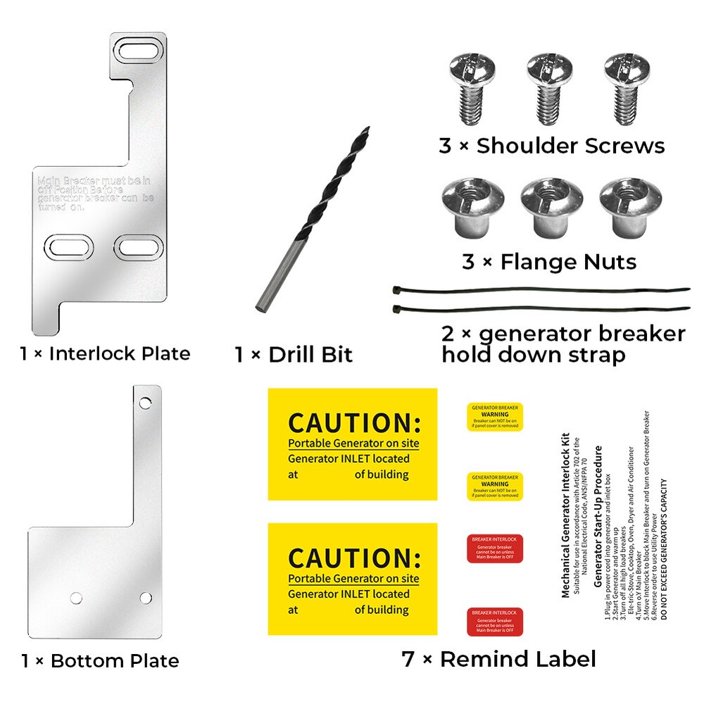 Generator Interlock Kit For GE /Siemens /Murray/ ITE 150 & 200 Amp Panel
