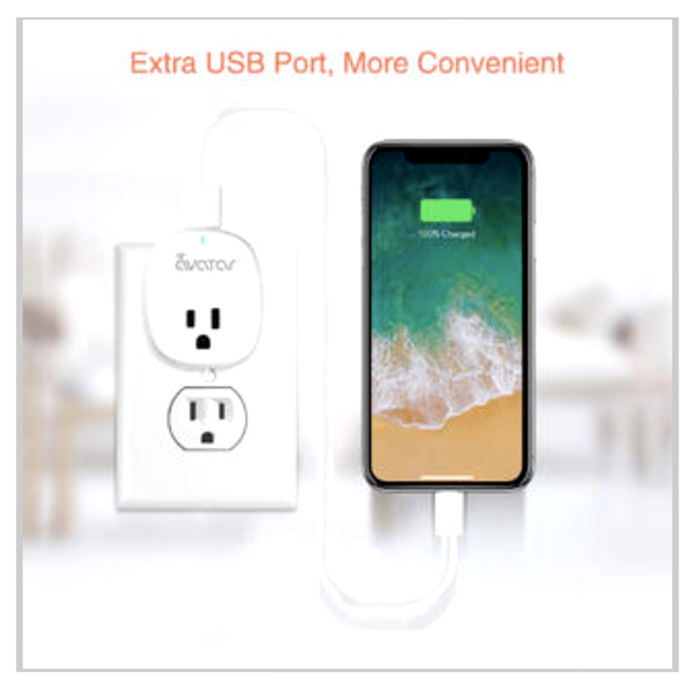 2-PACK AvatarControls Smart WiFi Plug, USB Port, Work with Alexa/Google, UL Cert