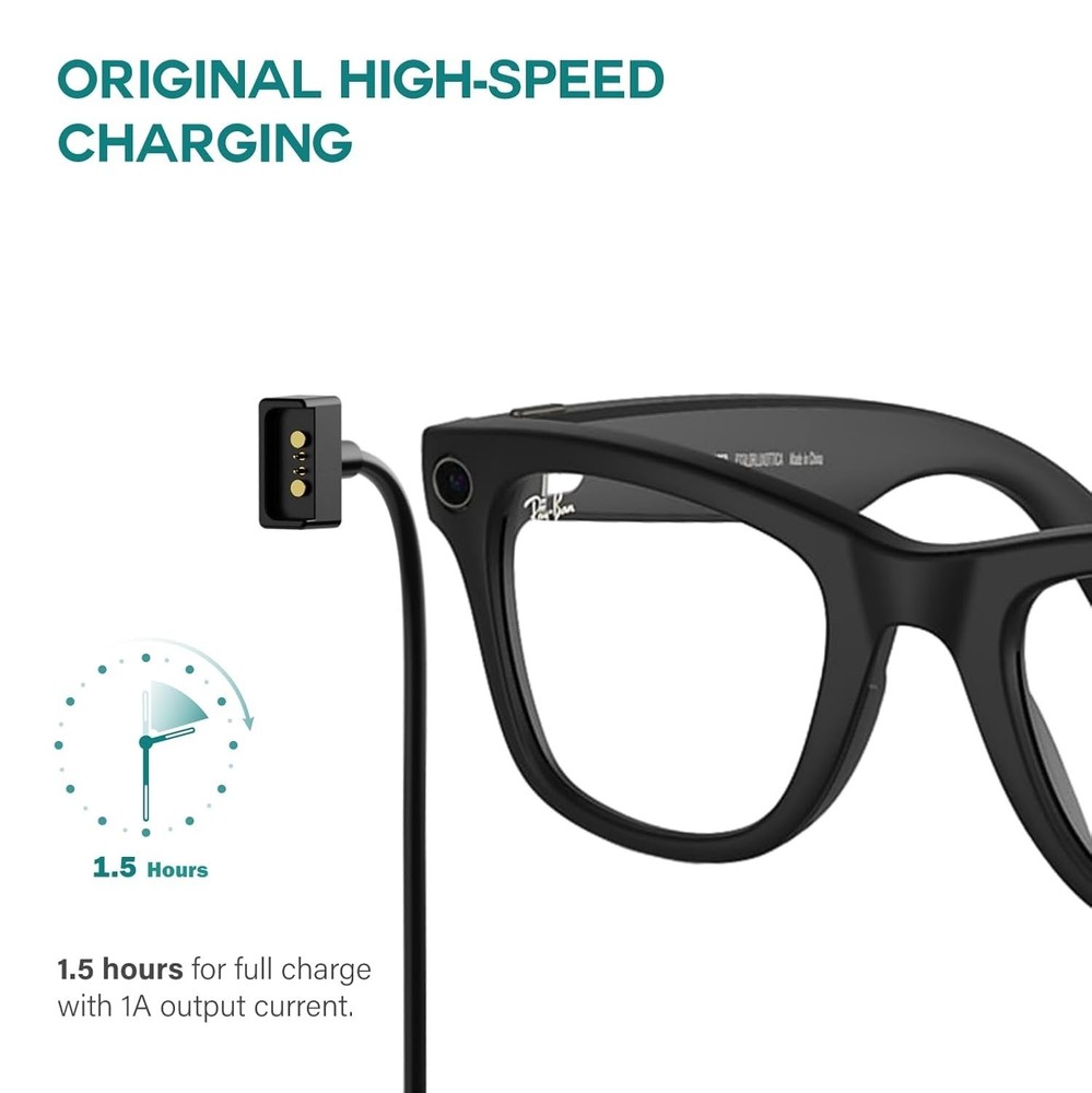 Charger Cable Compatible with Ray-Ban Stories Smart Glasses - 1M