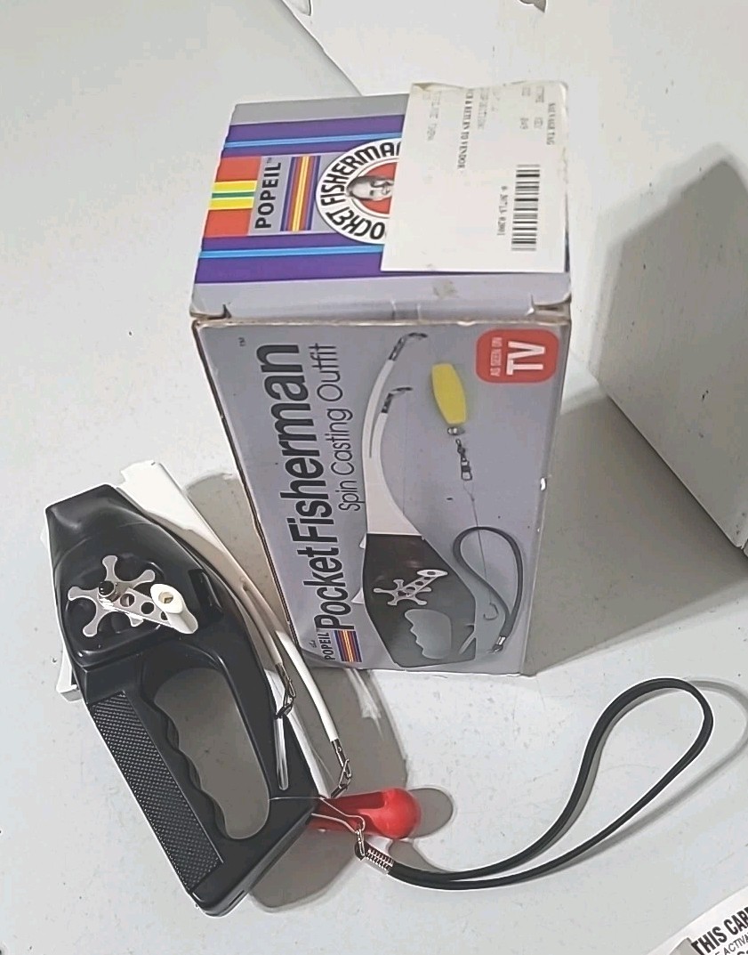 Ron Popeil Black Pocket Fisherman 1995 by Ronco USA MADE Spin Casting Outfit