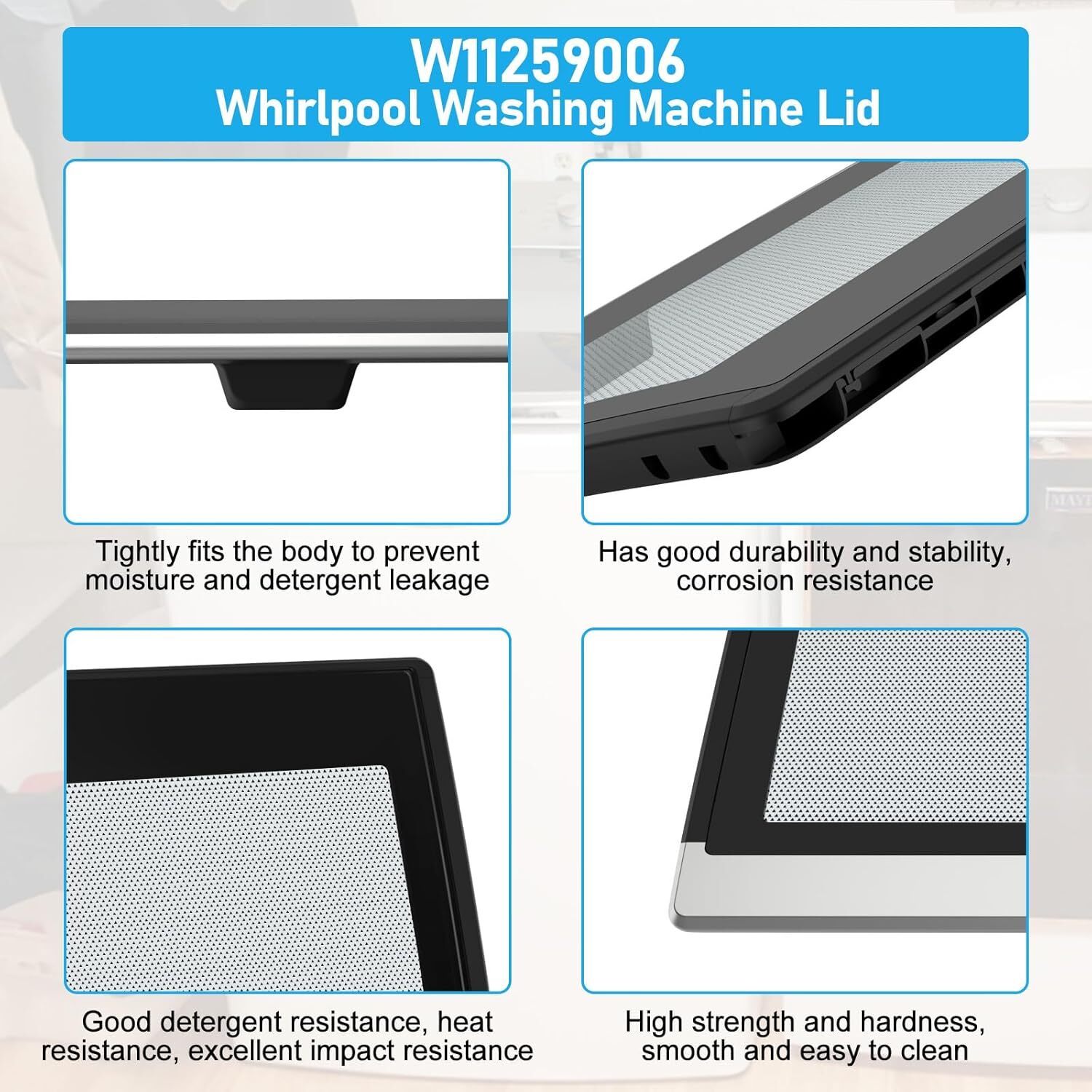 UPGRADED W11259006 Washer Lid Assembly Fors Whirlpool Maytag Washer