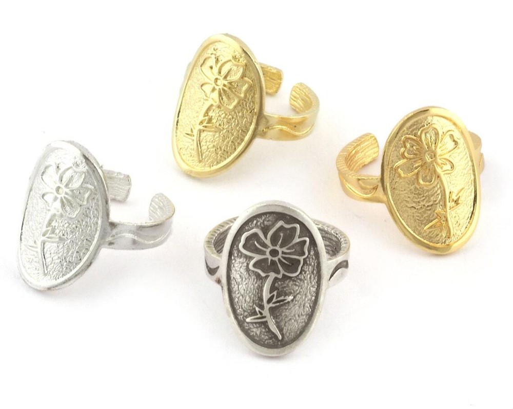 Birth Monthly Flower (October Cosmos) Adjustable Ring Raw Solid Brass 8us 5325