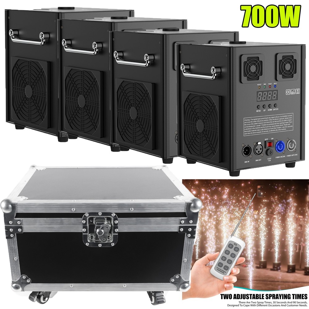 Large Cold Spark Machine Stage Effect DMX Firework Party Wedding W/ Flight Case