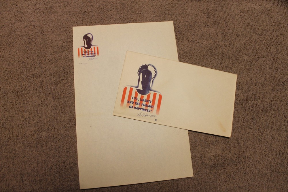 Original WW2 U.S. Home Front Patriotic Letter Head and Matching Envelope Set