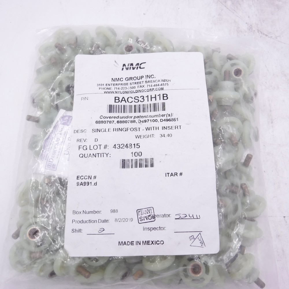 (100 Piece) Single Ringpost With Insert BACS31H1B NMC