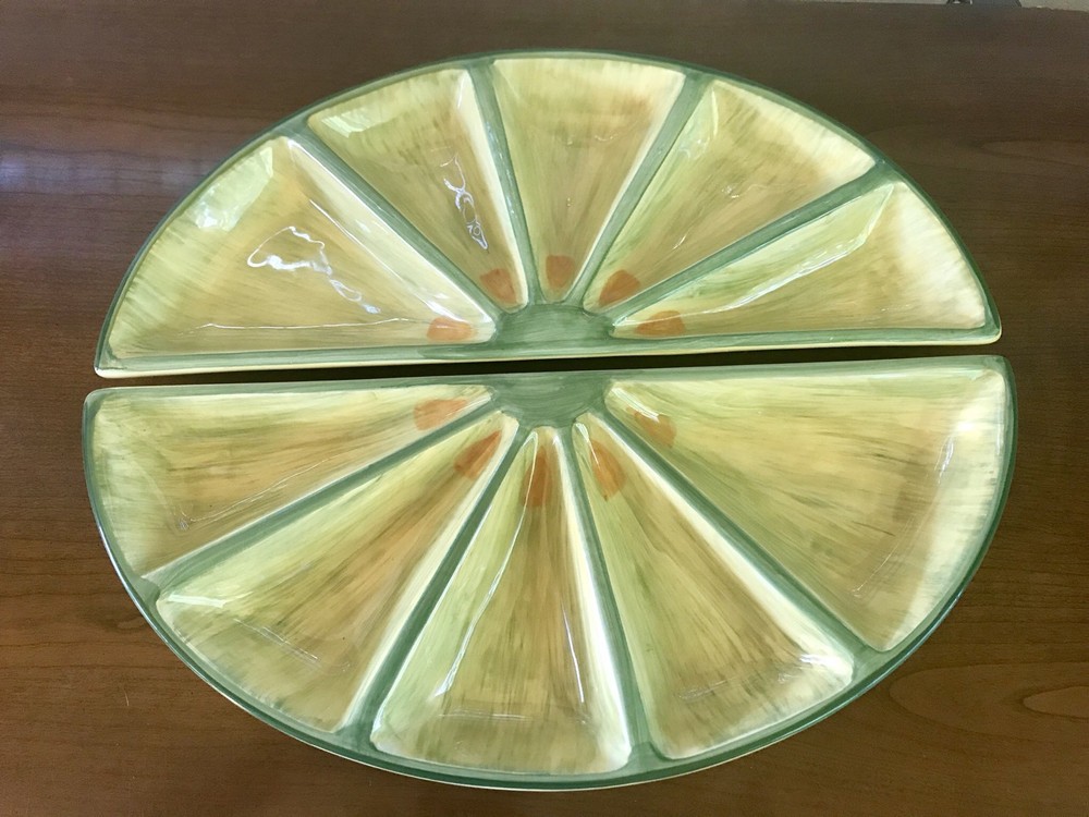 Everyday Gibson Hand Painted Sectioned Tray - Lime Lemon