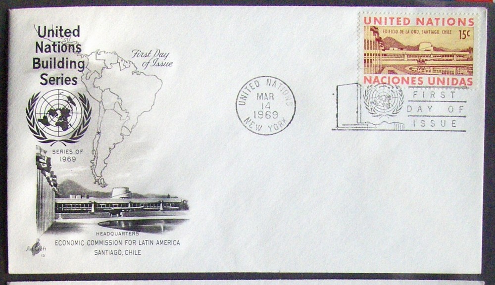 United Nations FDC BUILDING SERIES envelope, NY 1969.