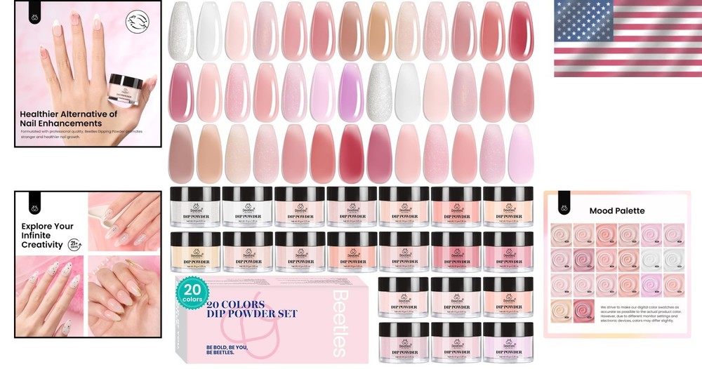 Eco-Friendly 20-Color Dip Powder Nail Art Set - Safe, Quick-Drying Solution