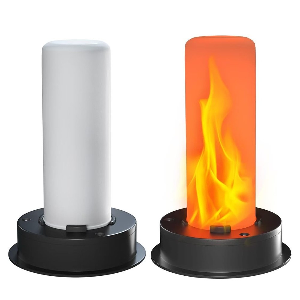 2 Pack Replacement Solar Light Tops with Flickering Flame,Waterproof Black