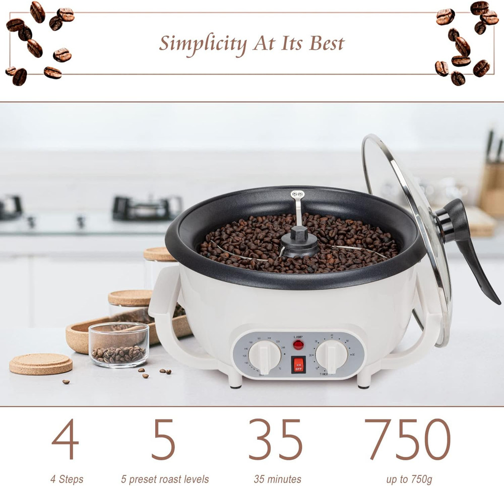 Beginner-Friendly Home Coffee Roaster with Timer - 110V Machine