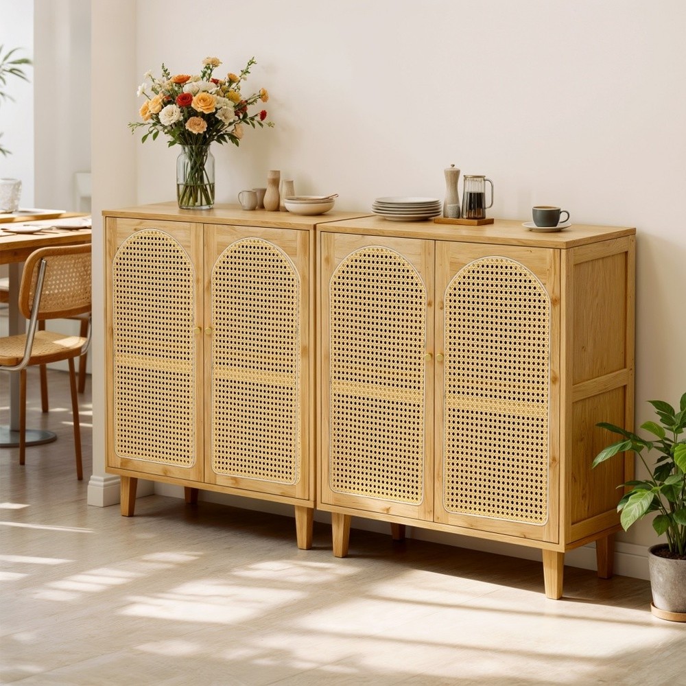 Bamboo Kitchen Buffet Sideboard Storage Cabinet Modern Hallway Table Cupboard XL