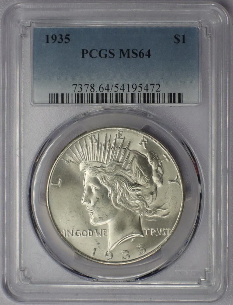 1935 Peace Silver Dollar - PCGS MS 64