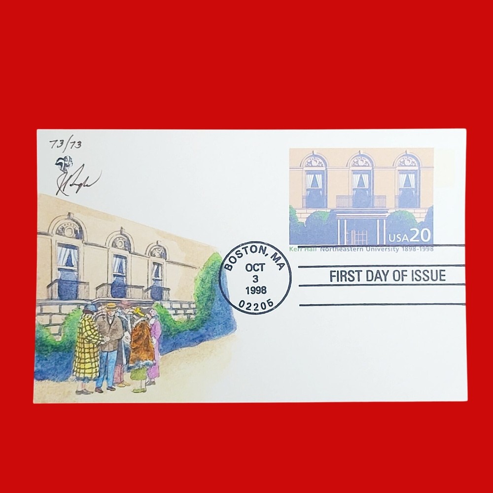 First Day Issue Northeastern University Kerr Hall Stamp Cache Envelope Enclosure