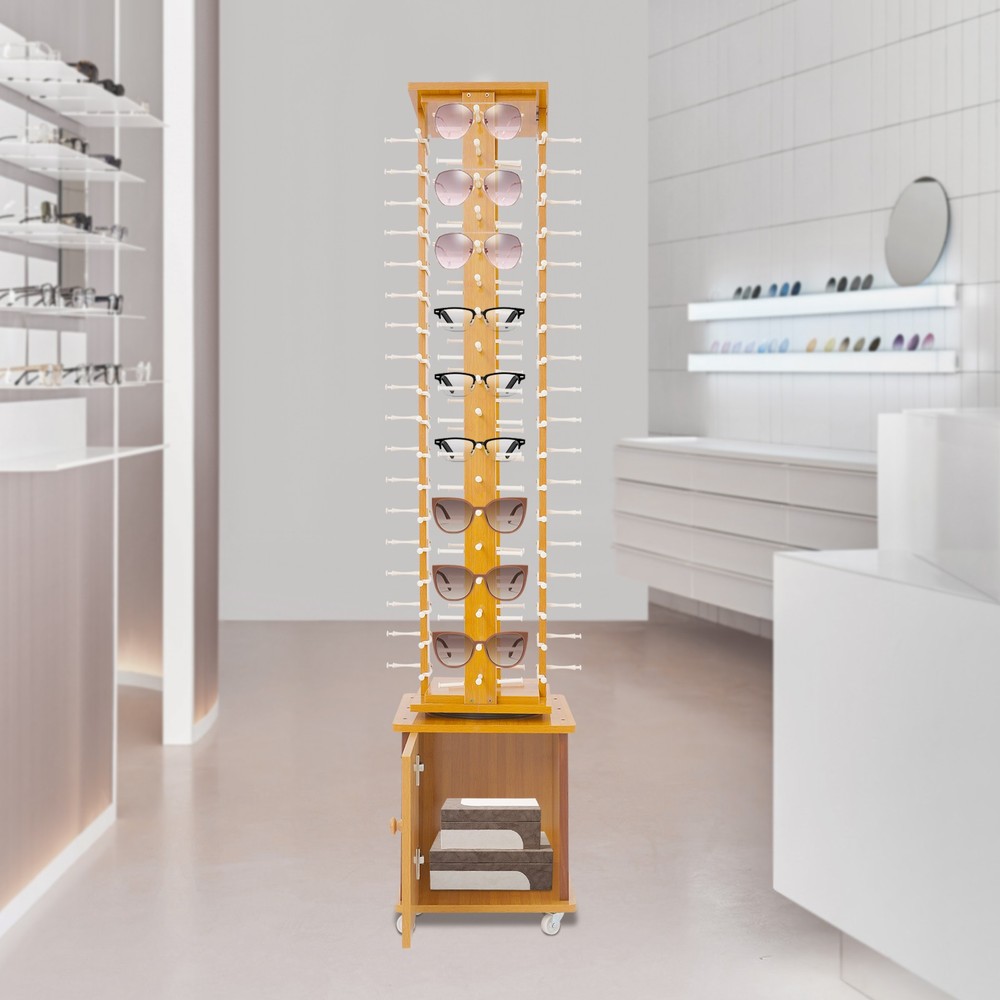 72-pair Eyeglass Display Rack, Floor-standing Rotating Glasses Storage Display