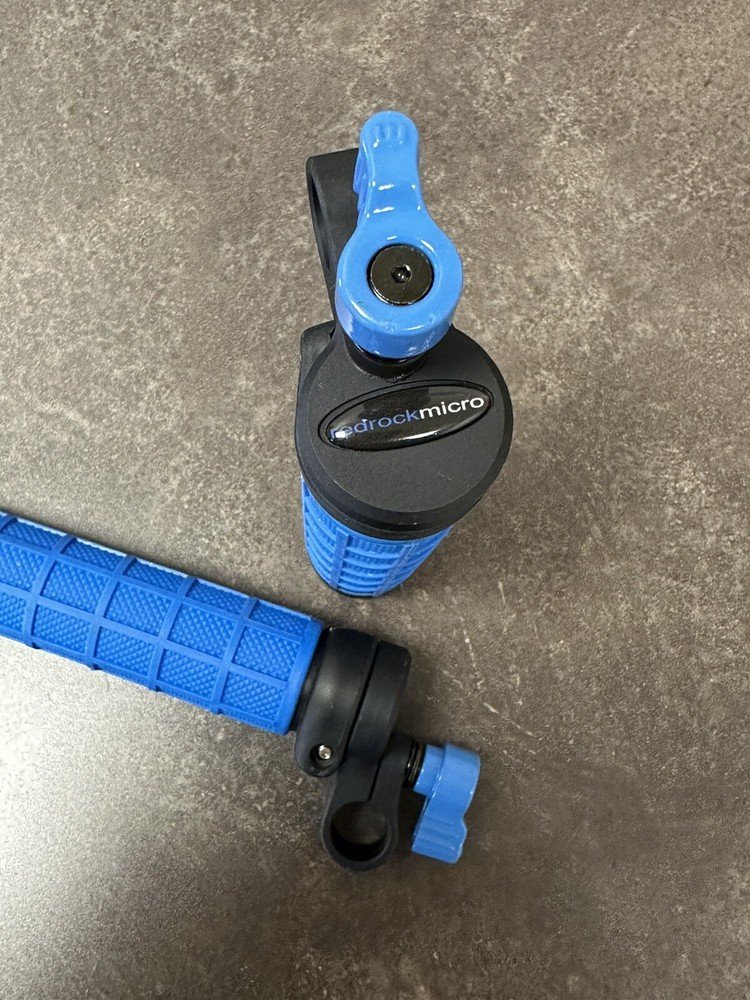 Redrock Micro 4.25" Blue HandGrip, Single Rubberized Grip, Square Grid Pattern