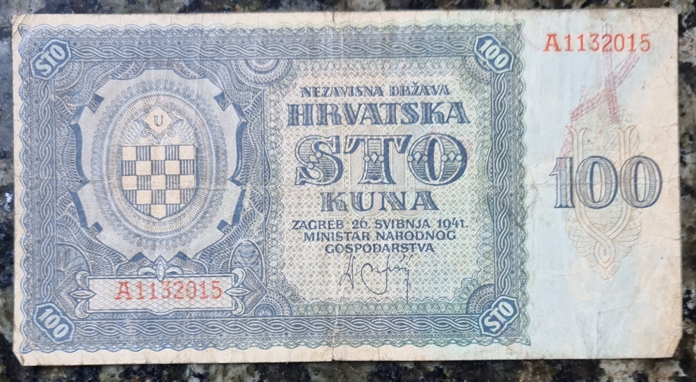 Croatia 100 Kuna Note 1941 Circulated
