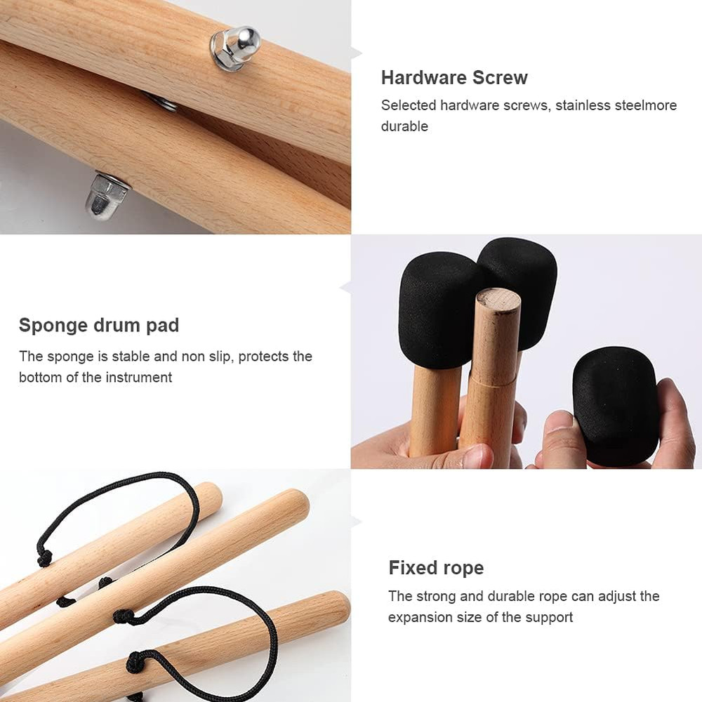 Handpan Drum Stand, Solid Wood Adjustable Triangular Extendable Snare Holder Bra