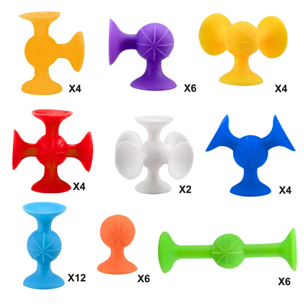 TOYARA 48 Piece Suction Cup Toys Construction Set, Medium, Mulitcolored