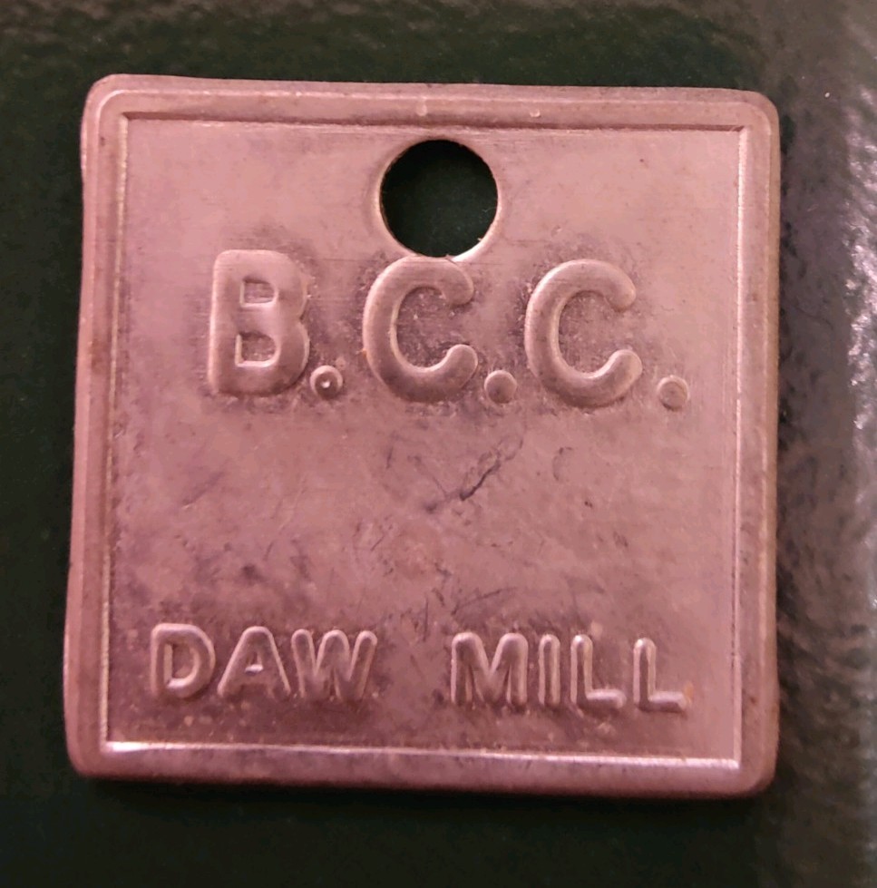 Daw Mill Colliery Pit Check Token Tally marked BCC Daw Mill