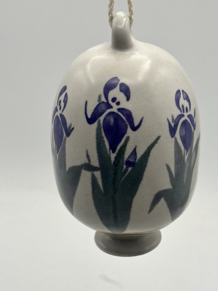 Stoneware Wasp Trap Hand Crafted Studio Pottery With Iris Flowers Signed