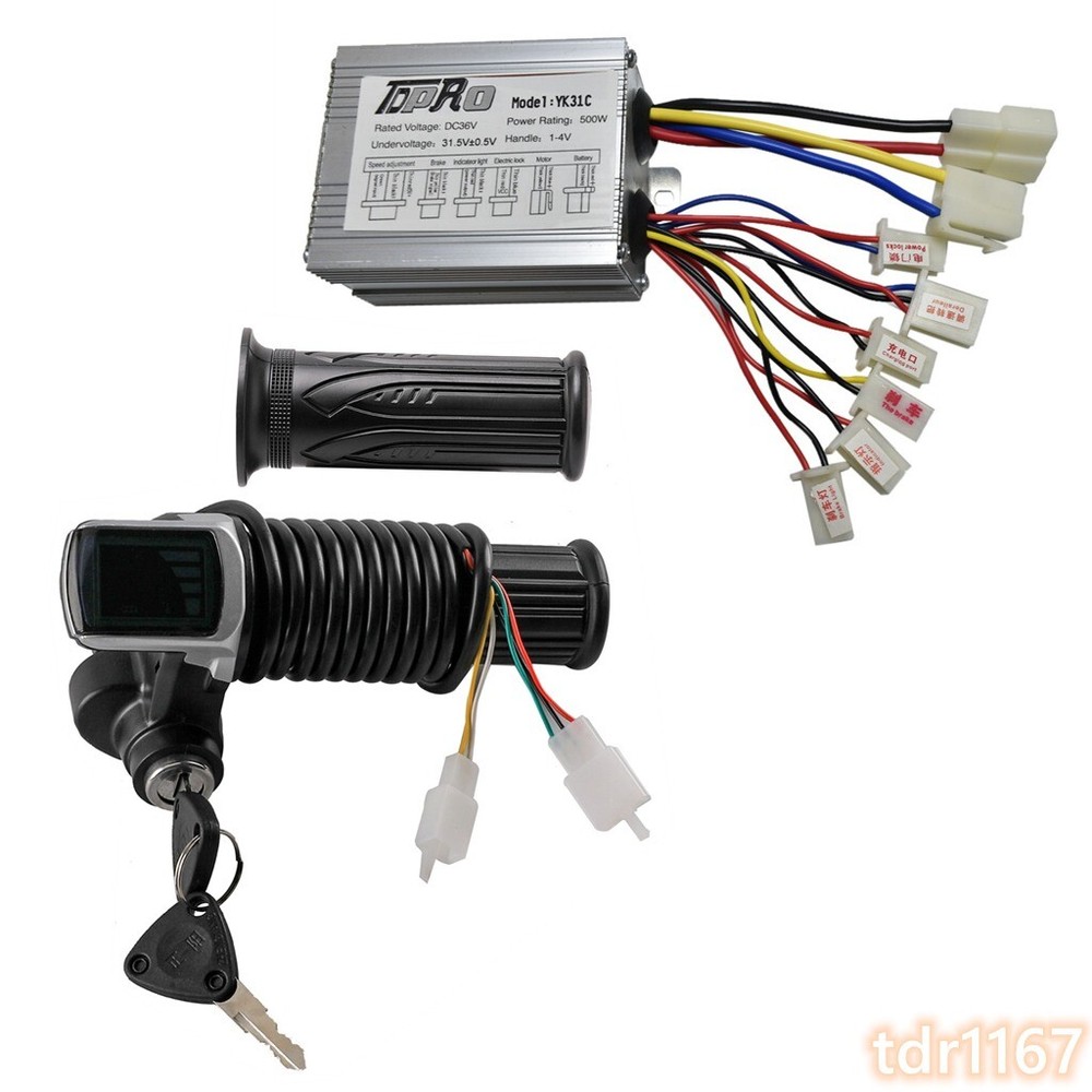 36V 500W Speed Brush Controller & Throttle Switch Lock for E-scooter Bicycle ATV