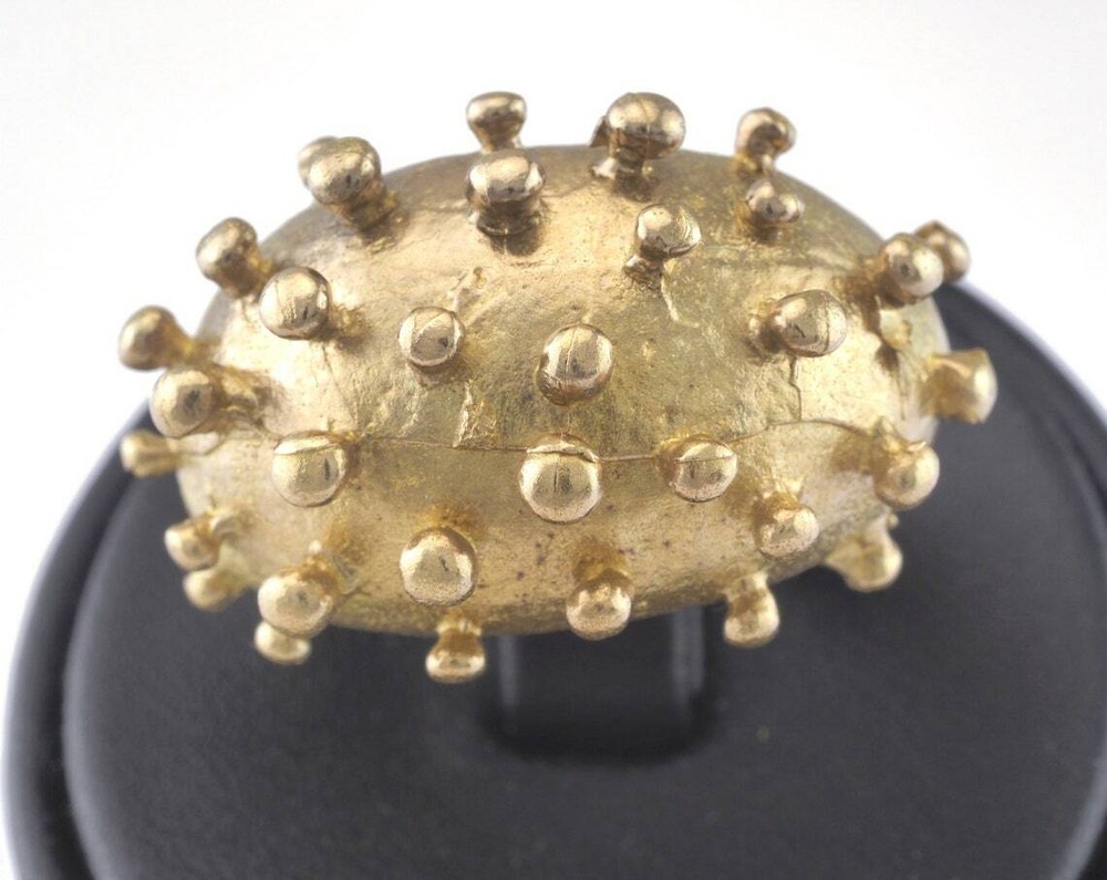 Dotted Ring Adjustable Raw brass (17.5mm 7US inner size ) 2724