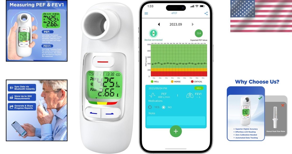 Bluetooth Peak Flow Meter for Asthma Management