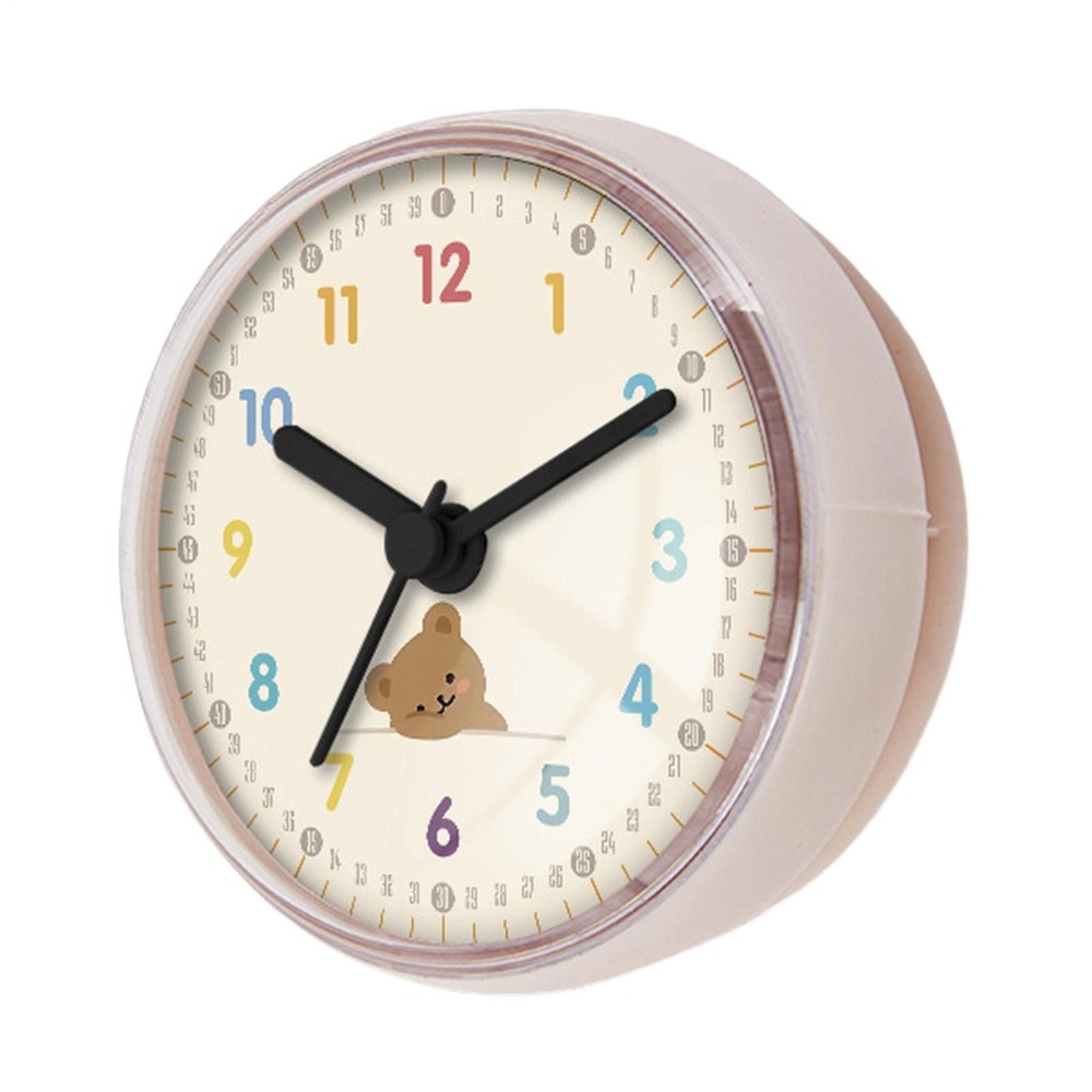 Small Shower Clock Bathroom Round Quiet Wall Decor with Suction Cup
