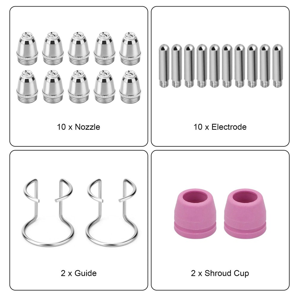 24PCS New Nozzles/Electrodes/Guide Plasma Cutter Torch Consumables Complete Kit