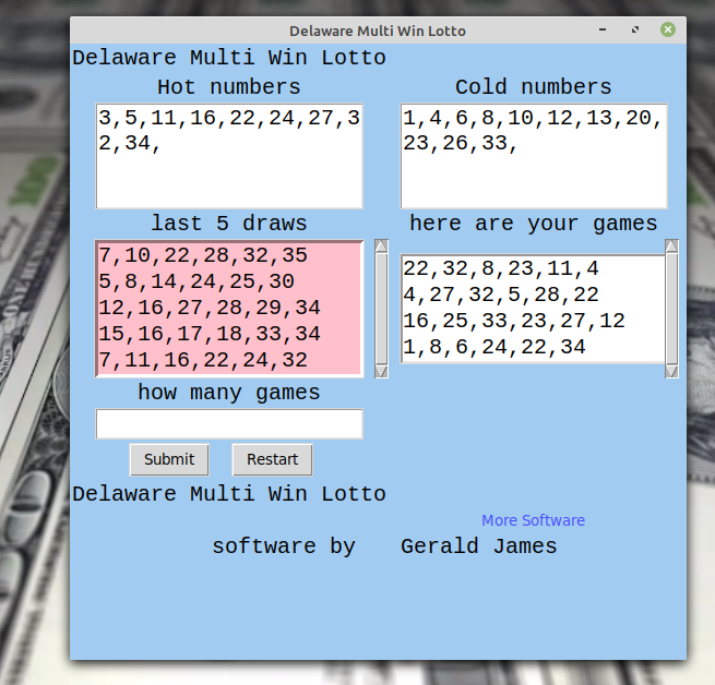 Delaware Multi Win Lottery Numbers software CD for Windows 7 & 8 & 10