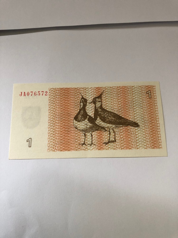 1992 LITHUANIA ONE TAONAS BANK NOTE UNCIRCULATED
