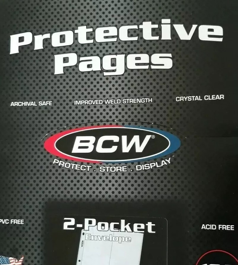 12 BCW 2 Vertical Pocket Poly Pages For Envelopes Or Small FDC Fit 3 Ring Binder