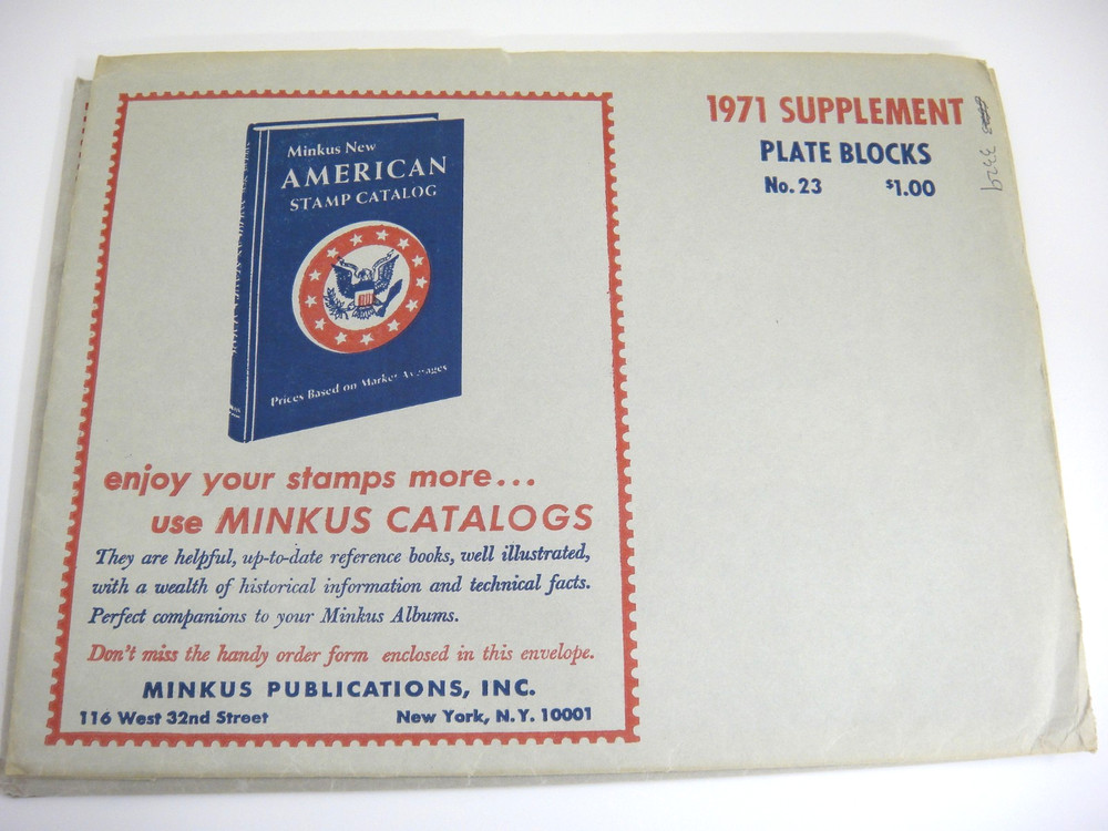 Minkus 1971 United States Plate Blocks Stamp Supplement #23 NOS