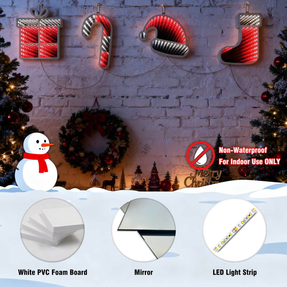 3D Infinity Mirror String Lights for Christmas Decorations Indoor,Christmas Deco