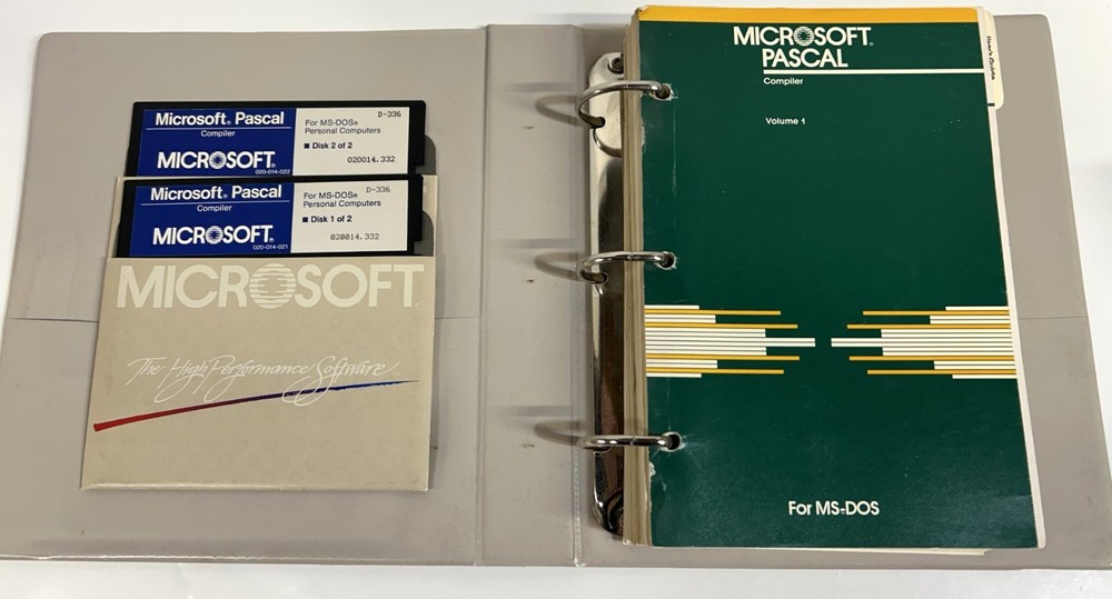 Microsoft Pascal Compiler Vrs 3.32 Manual & Software