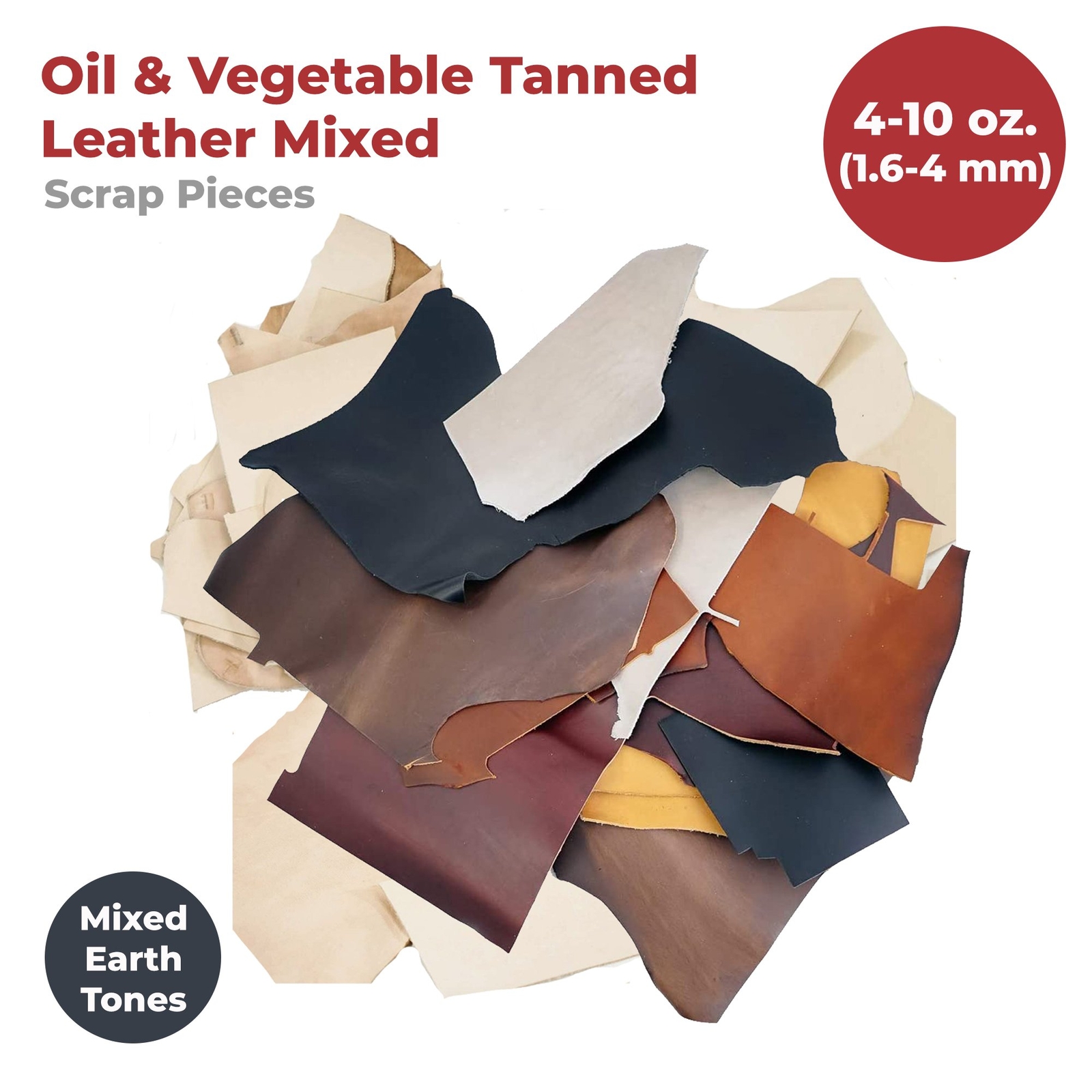 ELW Vegetable & OilTanned Leather Scraps 2-15 oz (1.4-6mm) 1-30 lb Sizes