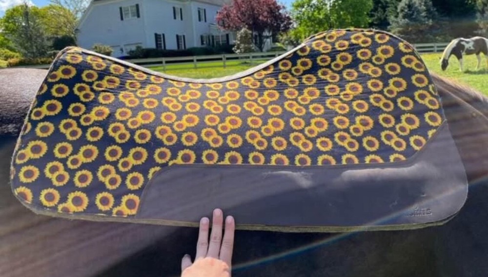 30x30 3/4” Wool Felt Saddle Pad Sunflower Print