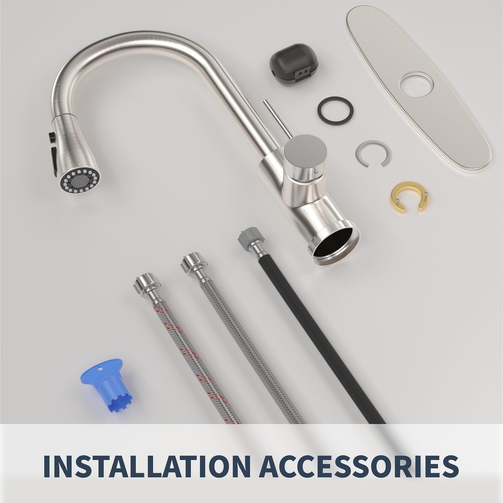 HANGE Kitchen Faucet with Pull Down Sprayer,Brushed Nickel Brushed