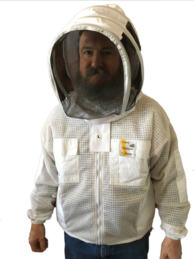 3 Layer Ventilated Beekeeping Protective Jacket with Veil that unzips at face
