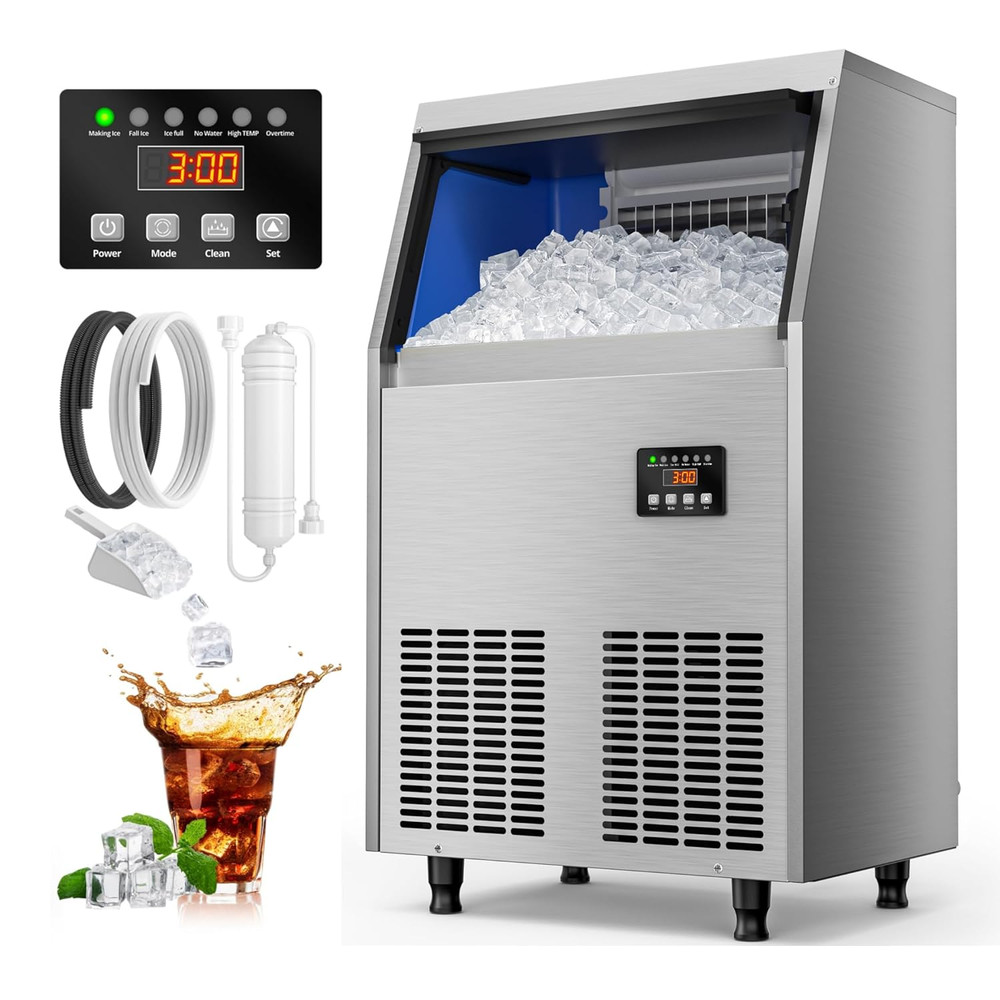 Commercial Ice Maker Machine 100LBS/24H, under Counter Ice Maker with 34LBS Stor