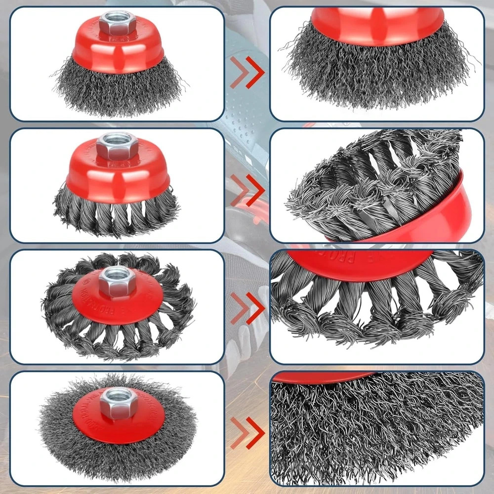10Pcs Wire Wheel for 4 1/2 Angle Grinder Wire Wheel Brush Cup Set with Threaded