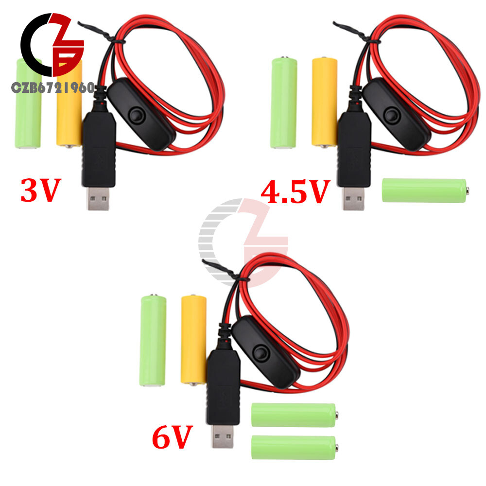AAA Eliminator Cable Dummy-Battery Power Cable Replacement for 3/4.5/6V AA AAA