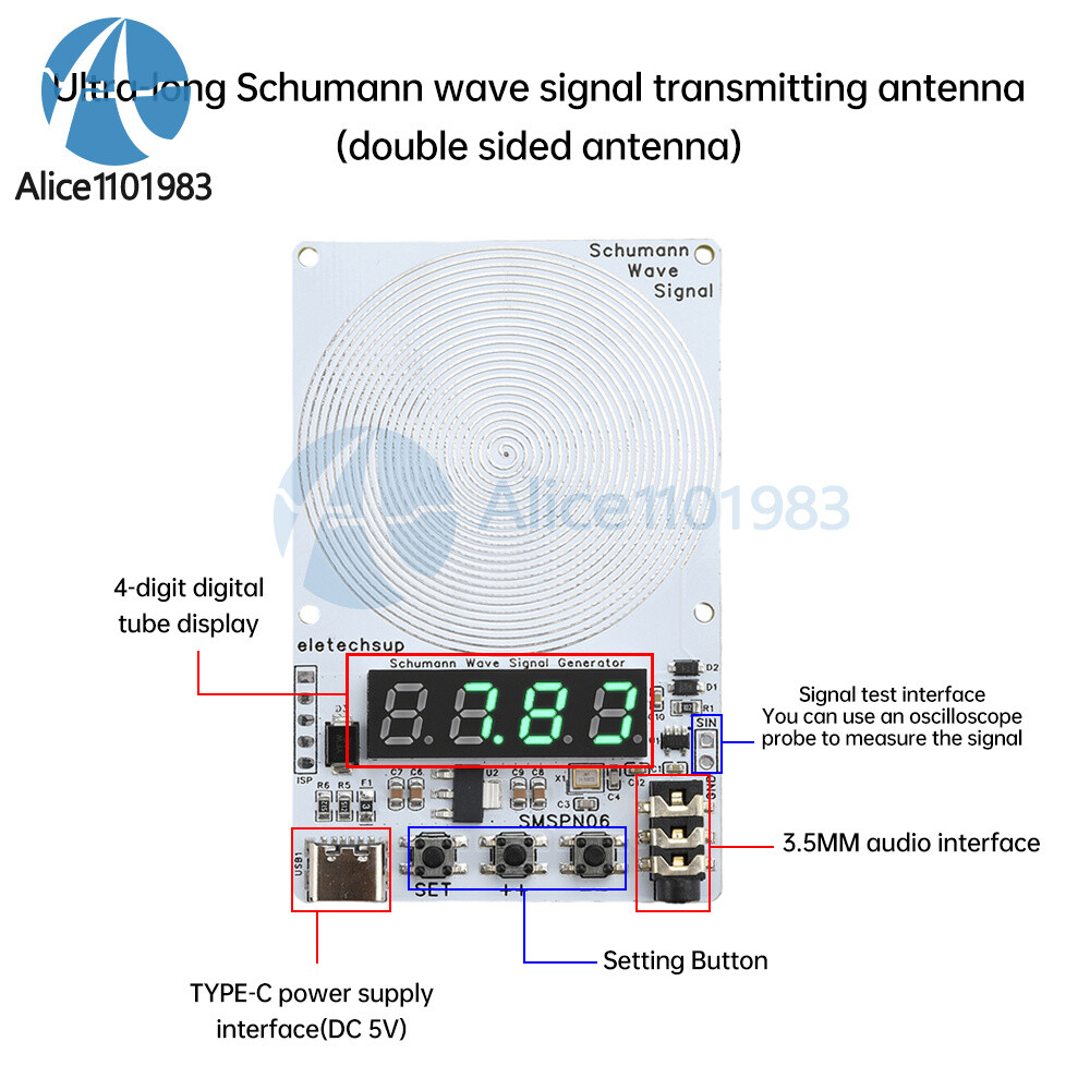 Adjustable 0.01Hz~9999Hz Frequency Schumann Wave Generator 4Bit Digital Display