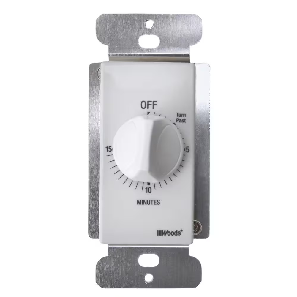 20-Amp 15-Minute In-Wall Spring Wound Countdown Timer Switch, White