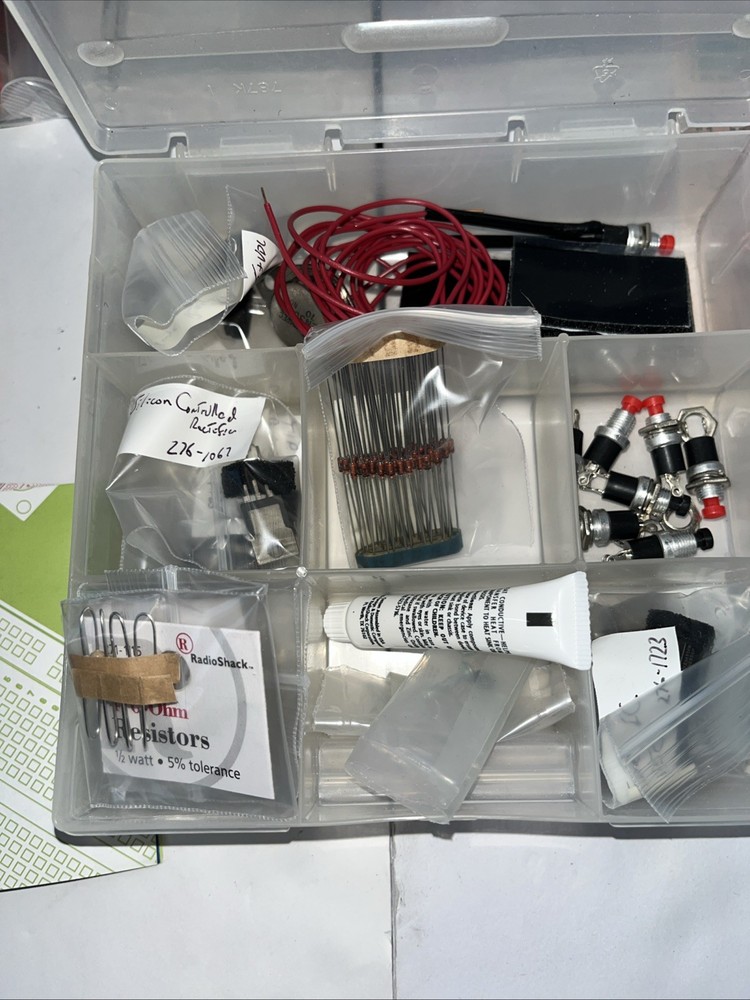 Misc Computer Items With Cases Resistors Diodes Pin Gage