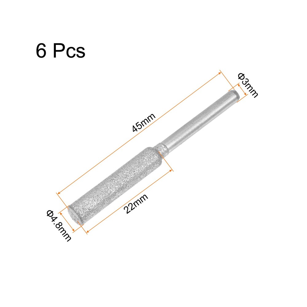 6pcs Diamond Coated Chainsaw Sharpener Bits 3/16" Chain Saw Grinder