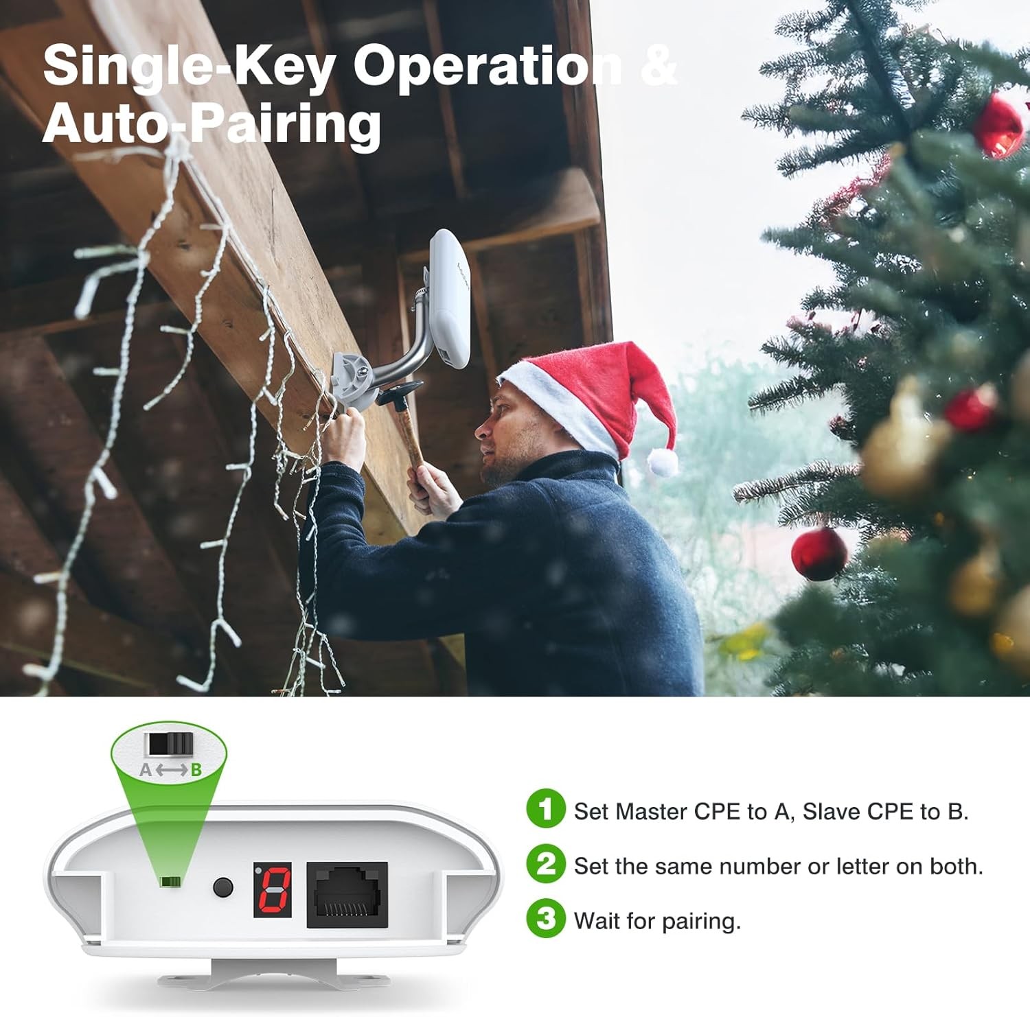 5.8GHz WiFi Bridge Long Range Outdoor Point-to-Point Wireless Bridge Plug & Play