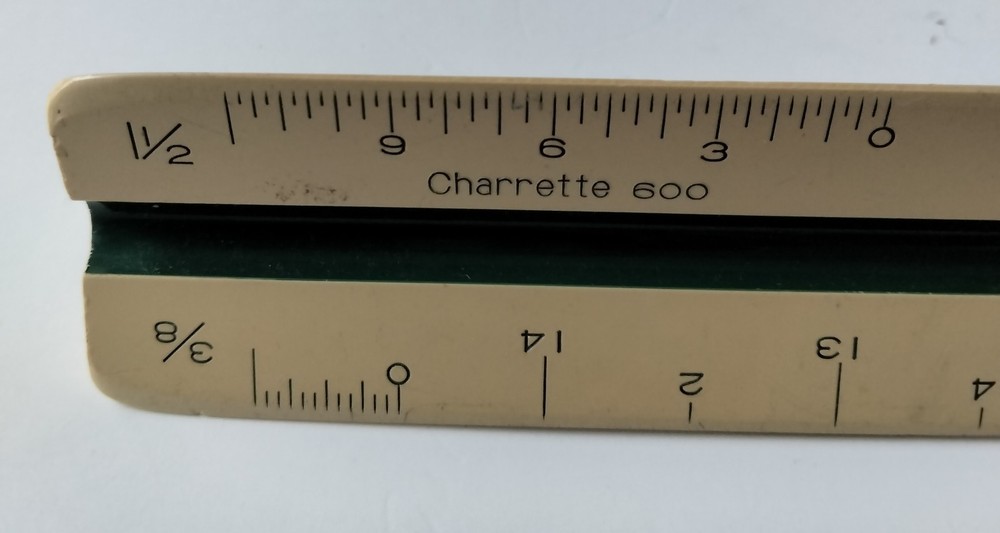 Vtg Charrette 600 Triangle Drafting Ruler Architect Engineering Scale 280600