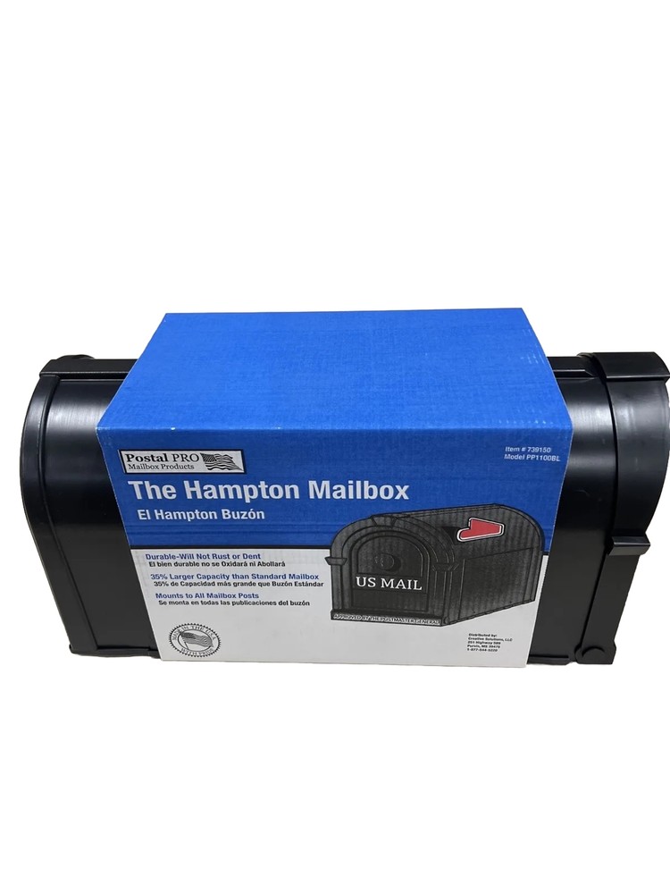 Postal Pro Post Mount Black Plastic Large Mailbox