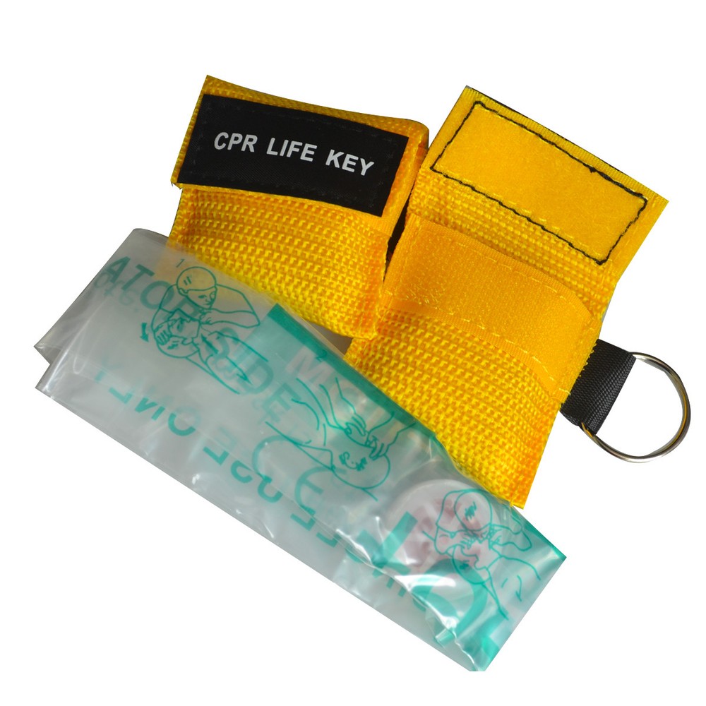 100pcs/pack First Aid CPR Masks CPR Face Shield AED Training Rescue Yellow